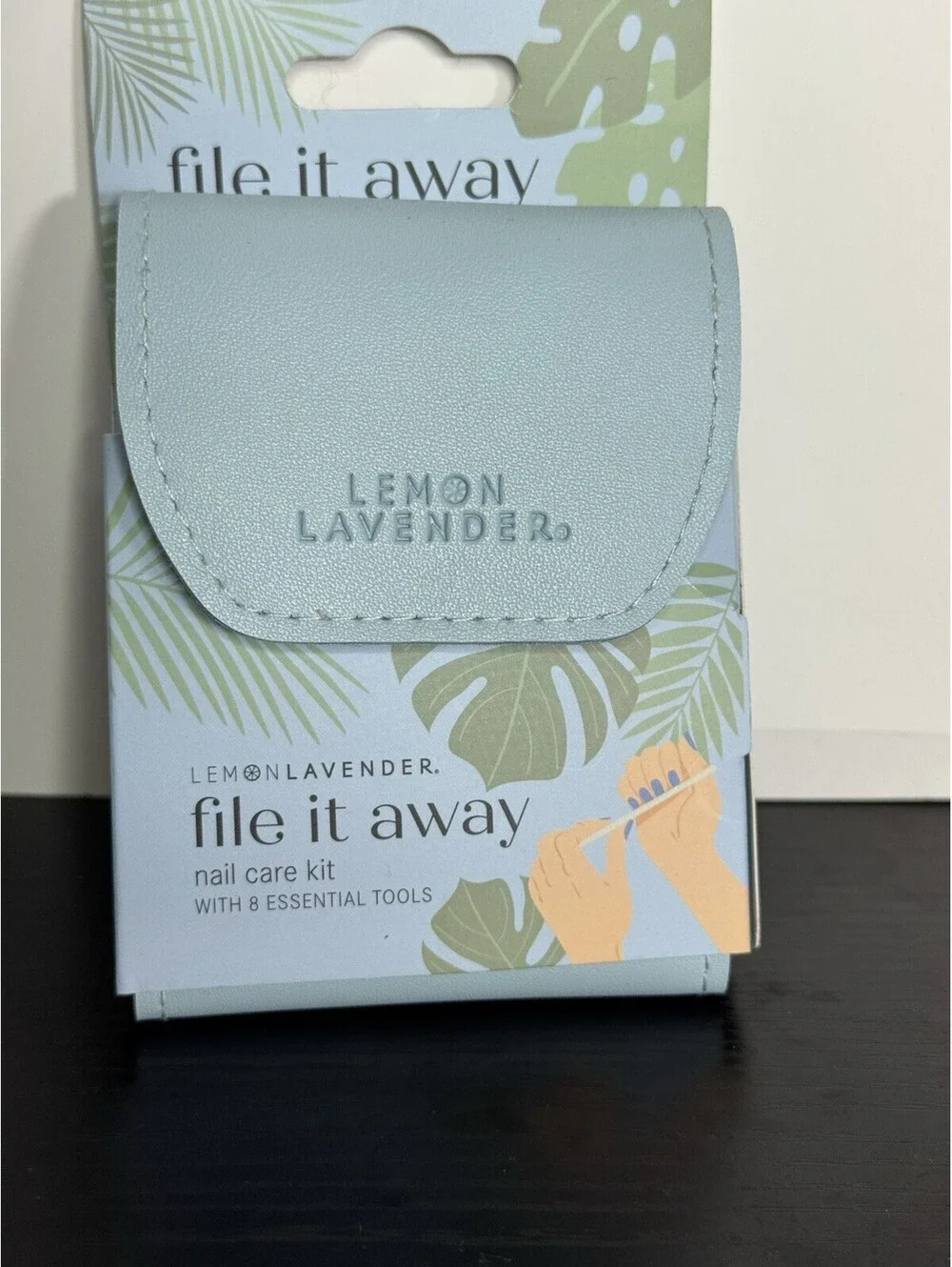 Lemon Lavender File It Away 8pc Manicure Pedicure Kit Light Blue Travel Size NEW